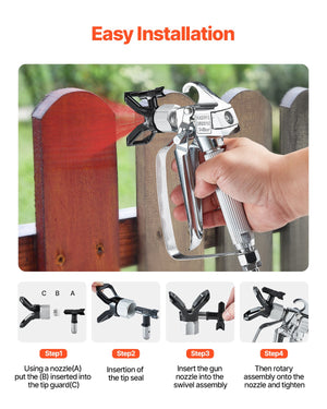 Airless Paint Spray Gun | 3600PSI High Pressure Sprayer with 5 Tips