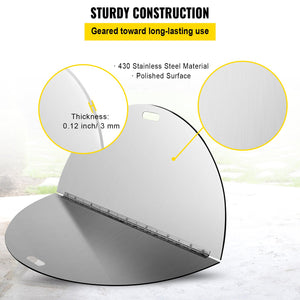 Fire Pit Lid | 40" Round Foldable 430 Stainless Steel Snuff Cover | 3mm Thick Spark Screen for Fire Pits