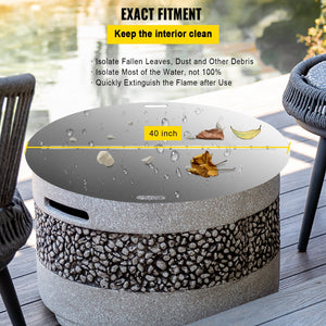 Fire Pit Lid | 40" Round Foldable 430 Stainless Steel Snuff Cover | 3mm Thick Spark Screen for Fire Pits