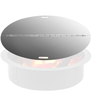 Fire Pit Lid | 40" Round Foldable 430 Stainless Steel Snuff Cover | 3mm Thick Spark Screen for Fire Pits