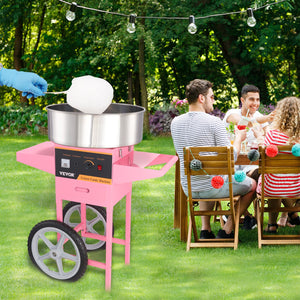 Cotton Candy Machine 1000W with Cart | Commercial Sugar Floss Maker for Parties
