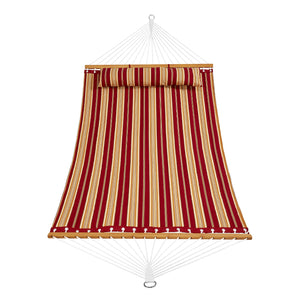 Double Quilted Fabric Hammock 12FT | 2 Person Hammock with Hardwood Spreader Bars, Detachable Pillow & Chains | 480lbs Capacity | Outdoor Patio, Beach & Camping