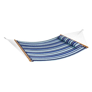 Double Quilted Fabric Hammock 12FT | 2 Person Hammock with Hardwood Spreader Bars, Detachable Pillow & Chains | 480lbs Capacity | Outdoor Patio, Beach & Camping