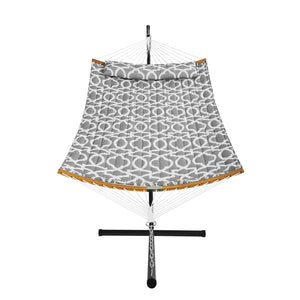 Double Hammock with Stand | Curved Spreader Bar, Pillow & Carry Bag | 480lb Capacity Outdoor Lounger