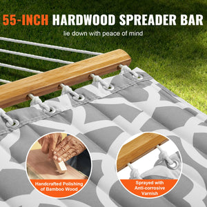 Two-Person Hammock with Stand | 480lb Capacity Double Hammock with Pillow & Carry Bag | 12ft Steel Frame Outdoor Lounge