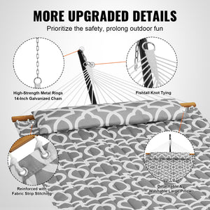 Two-Person Hammock with Stand | 480lb Capacity Double Hammock with Pillow & Carry Bag | 12ft Steel Frame Outdoor Lounge