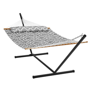 Two-Person Hammock with Stand | 480lb Capacity Double Hammock with Pillow & Carry Bag | 12ft Steel Frame Outdoor Lounge