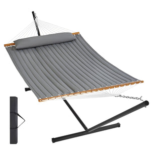Double Quilted Fabric Hammock | 2-Person with Stand | 480lb Capacity