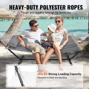 Double Quilted Fabric Hammock | 2-Person with Stand | 480lb Capacity