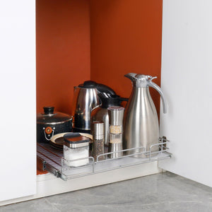 Pull-Out Cabinet Organizer | 34x53cm Heavy Duty Chrome Sliding Shelf | Pantry & Under-Sink Storage Drawer