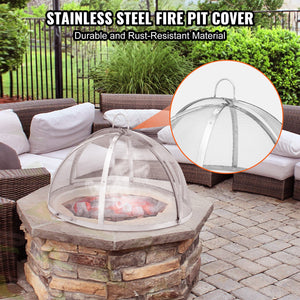 Firepit Spark Screen Lid 40 Inch | Stainless Steel Outdoor Fire Pit Cover | Easy-Opening Round Screen for Patio Fire Pits & Backyard Use
