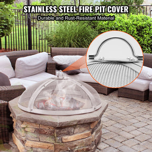 Fire Pit Spark Screen Round 36 Inch | Heavy Duty Steel Outdoor Fire Pit Cover | Easy-Opening Top Screen with Ring Handle | For Patio & Backyard Use