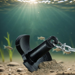 River Anchor 12lbs | Cast Iron Vinyl-Coated Mushroom Anchor with Shackle | For Boats up to 10ft