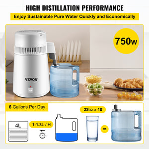 Water Distiller | 4L Stainless Steel Distillation Unit with Collection Bottle & Filter