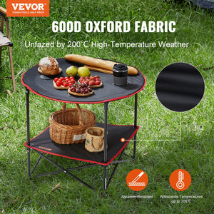 Folding Camping Table | Lightweight Portable Table with Storage & Bag | Oxford Fabric & Steel Frame | 28.3"x24" | For Beach & Picnic