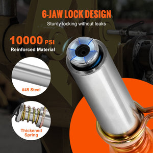 Grease Gun Coupler | 2-Pack High Pressure Quick Release | 10,000 PSI