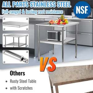 Work Prep Table | 30x30x36" Stainless Steel Commercial Kitchen Table