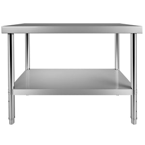 Stainless Steel Prep Table | 122x46x86cm Heavy Duty 250kg Load | Adjustable Undershelf Commercial Kitchen Workbench