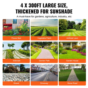 Weed Barrier Landscape Fabric 4x300FT | Heavy Duty 3.2oz Woven Geotextile | High Permeability Garden Weed Mat for Driveways & Landscaping