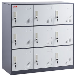 Metal Storage Cabinet | 9-Door Employee Locker | Gray