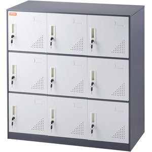 Metal Storage Cabinet | 9-Door Employee Locker | Gray