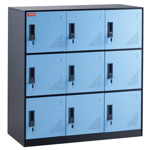 Metal Storage Cabinet | 9-Door Employee Steel Locker for Office | Black