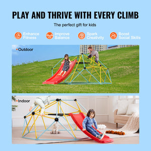 Climbing Dome with Slide | 8ft Geometric Jungle Gym for Kids 3–9 | 600lb Capacity Outdoor/Indoor Play Structure