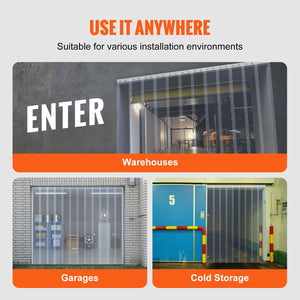 PVC Strip Curtain Roll 150'x8"x0.08" | Clear Smooth Door Strips | For Supermarkets, Garages, Warehouses & Barns