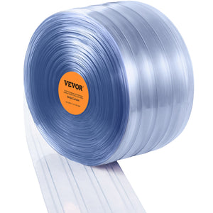 PVC Strip Curtain Roll 164' x 8" x 0.08" | Clear Ribbed Bulk Doorway Curtain