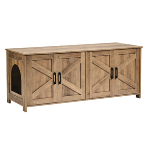 Cat Litter Box Enclosure | 2-Room Wooden Hidden Furniture | Greige