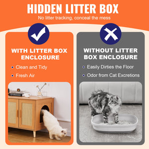 Cat Litter Box Enclosure | Wooden Furniture for 2 Cats