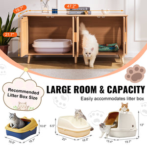 Cat Litter Box Enclosure | Wooden Furniture for 2 Cats