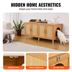 Cat Litter Box Enclosure | Wooden Furniture for 2 Cats