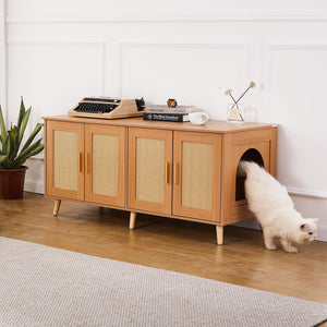 Cat Litter Box Enclosure | Wooden Furniture for 2 Cats