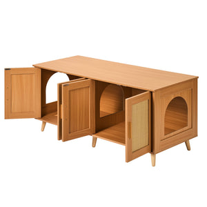 Cat Litter Box Enclosure | Wooden Furniture for 2 Cats