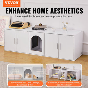Cat Litter Box Enclosure | Wooden Furniture | 57.9" White