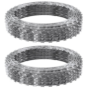 Razor Wire 98FT 2 Rolls | Galvanised Double Spiral Barbed Wire | Garden & Security Fence Razor Ribbon