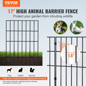 Garden Fence No-Dig 44x33cm | Animal Barrier Metal Fence with 3.81cm Spike Spacing | 28 Pack Decorative Yard Fencing
