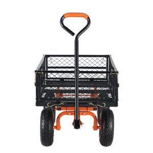 Metal Dump Cart | 399kg Capacity | Convertible Handle | Garden Wheelbarrow with 25.4cm Tires