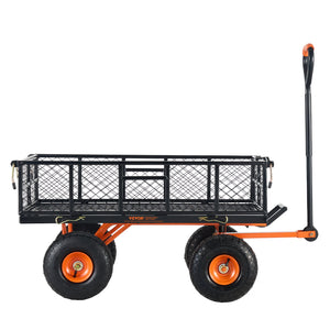 Metal Dump Cart | 399kg Capacity | Convertible Handle | Garden Wheelbarrow with 25.4cm Tires