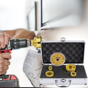 Diamond Drill Bit Set 4 Piece | 25/35/50/68mm Vacuum Brazed Tile Hole Saws with Case