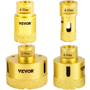Diamond Drill Bit Set 4 Piece | 25/35/50/68mm Vacuum Brazed Tile Hole Saws with Case