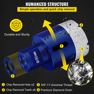 Diamond Drill Bit Set 4 Piece | 35/40/50/68mm Vacuum Brazed Tile Hole Saws with Case