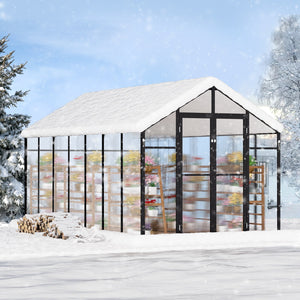 Polycarbonate Greenhouse | 8x14 ft Walk-In Outdoor Garden Greenhouse