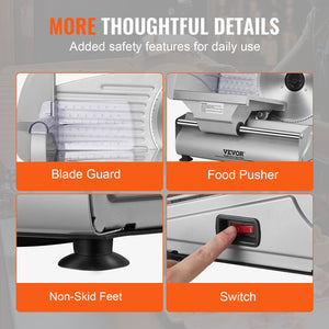 Meat Slicer 180W | 7.5" SUS420 Blade | Adjustable 0-15mm Thickness | For Meat, Bread & Cheese