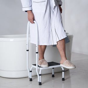 Step Stool 1-Step 150kg Capacity | 3 Adjustable Heights with Handle | Steel Non-Slip Step Ladder for Adults, Toddlers, Office, RVs & Pets | Portable Design