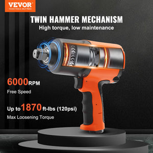 Air Impact Wrench 3/4" Drive | 1870 ft-lbs Torque | Heavy Duty Composite Pneumatic Gun for Auto Repairs