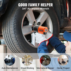 Air Impact Wrench 3/4" Drive | 1870 ft-lbs Torque | Heavy Duty Composite Pneumatic Gun for Auto Repairs