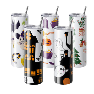 Sublimation Tumblers 8 Pack | 30oz Stainless Steel Double Wall Cups | With Straw, Lid, Brush, Shrink Wrap & Gift Box