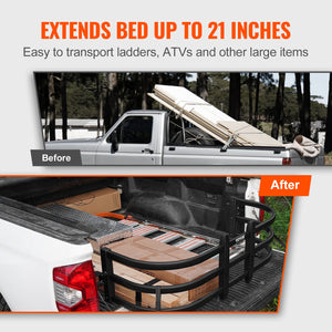 Truck Bed Extender | Aluminium Adjustable Tailgate Extension 131-162.6cm | Fits Various Pickup Models